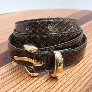 TJW By Mervyns Genuine Snakeskin Leather Backing Womens Belt Size L 36 Retro